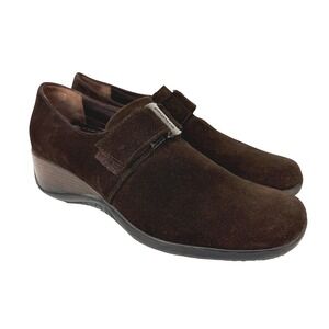 AQUATALIA by Marvin‎ K Suede Wedge Women's Slip-On Dark Brown Shoes 7.5